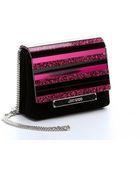 Jimmy Choo Black And Hot Pink Suede And Crystal Acrylic 'Cleo' Convertible Clutch - Lyst