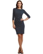 Adrianna Papell Ruched Polka Dot Dress - Lyst