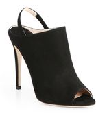 Miu Miu Suede Peep-Toe Slingback Pumps - Lyst