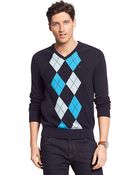 Tommy Hilfiger Argyle V Neck Sweater - Lyst