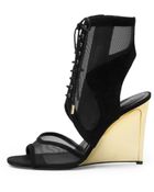 Diane von Furstenberg Lara Lace Up Mesh Wedge - Lyst