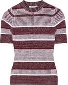 T By Alexander Wang Striped Ribbed-Knit Cotton-Blend Sweater - Lyst
