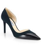 Prada Suede & Patent Leather Point-Toe Pumps - Lyst