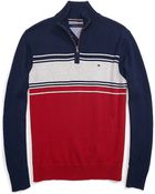 Tommy Hilfiger Half Zip Mock Neck Stripe Sweater - Lyst