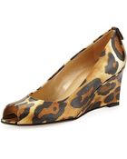 Stuart Weitzman Loire Peep-Toe Wedge - Lyst