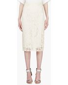 Burberry Prorsum Ivory Lace Overlay Pencil Skirt - Lyst