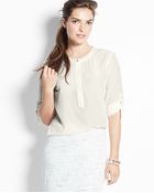 Ann Taylor Petite Tab Sleeve Silk Blouse - Lyst