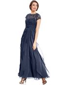 Adrianna Papell Petite Cap-Sleeve Lace Tiered Gown - Lyst