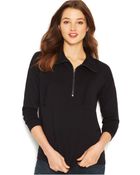 Kensie Quarter-Zip Lace Sweatshirt - Lyst