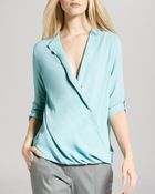 Halston Heritage Top - Wrap Front Lapel - Lyst
