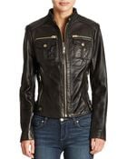 Michael Kors Quilted Detail Leather Jacket - Lyst