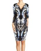 Roberto Cavalli Dress Long Sleeve Jersey Print Penrose With Lace - Lyst