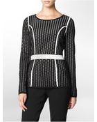 Calvin Klein Eyelet Knit Sweater - Lyst