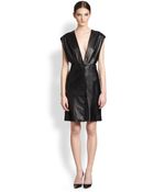 Theyskens' Theory Dustin Deepv Leather Dress - Lyst