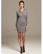 Banana Republic Heritage Gray Knit Faux-Wrap Dress - Lyst