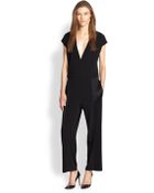 Derek Lam 10 Crosby Pleated Satin-Paneled Crepe Jumpsuit - Lyst