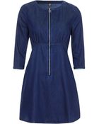 Topshop Moto Denim Zip Frontdress - Lyst