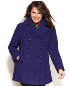 Kenneth Cole Reaction Plus Size Double-Breasted Wool-Blend Pea Coat - Lyst