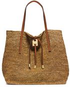 Michael Kors Miranda Raffia & Leather Tote - Lyst
