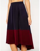 Asos Midi Skirt With Contrast High Low Hem - Lyst
