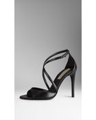 Burberry Slim Strap Leather Sandals - Lyst