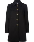 Love Moschino Heart Button Overcoat - Lyst