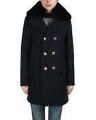 Each X Other Wool Coat With Fox Collar - Lyst