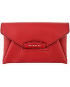 Givenchy Red Leather Small Antigona Envelope Clutch - Lyst