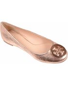 Tory Burch Scarpa Ballerina Reva Oro Rosa Donna - Lyst