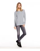 Michael Stars Long Sleeve Crew Neck Sweater With Side Slits - Lyst