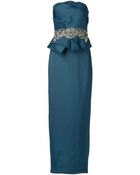 Notte By Marchesa Strapless Peplum Gown - Lyst