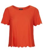 Topshop Scallop Frill Tee - Lyst