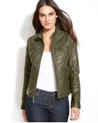 Michael Kors Michael Seamed Zipfront Leather Jacket - Lyst