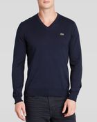 Lacoste Solid V-neck Sweater - Lyst