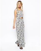 Asos Reclaimed Vintage Maxi Dress In Rose Print With Cut Out Detail - Lyst