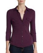 James Perse Slub Cotton Jersey Button-front Shirt - Lyst