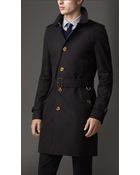 Burberry Cotton Gabardine Contrast Undercollar Trench Coat - Lyst