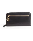 Ferragamo Black Leather Ziparound Continental Wallet - Lyst