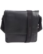 Ferragamo Black Pebbled Leather Messenger Bag - Lyst
