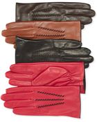 Lauren by Ralph Lauren Contrast Leather Gloves - Lyst