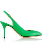 Charlotte Olympia Desi Matte-Leather Slingback Pumps - Lyst