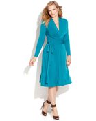 Michael Kors Michael Plus Size Long-Sleeve Faux-Wrap Dress - Lyst