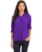 Eileen Fisher Silk Button Shirt - Lyst