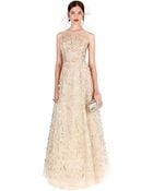 Oscar de la Renta Sleeveless Lame and Sequin Embroidered Gown - Lyst