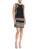 Shoshanna Sleeveless Geo Cutout-Print Shift Dress - Lyst