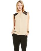 Vince Camuto Center Seam Blouse With Lace - Lyst