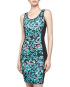 Nicole Miller Floral Print Scoop-Back Sheath Dress - Lyst