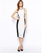 Asos Mono Lace Mix Pencil Dress - Lyst