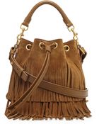 Saint Laurent Small Suede Fringe Bucket Shoulder Bag - Lyst