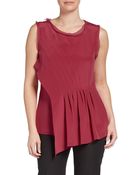 Oscar de la Renta Silk Asymmetrical Drape Blouse - Lyst